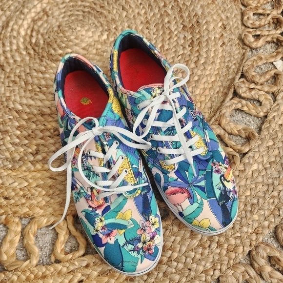 Vans Toucan Floral Tropical Flamingo Low Top Blue Sneaker Comforf Walking 11 - Picture 8 of 11